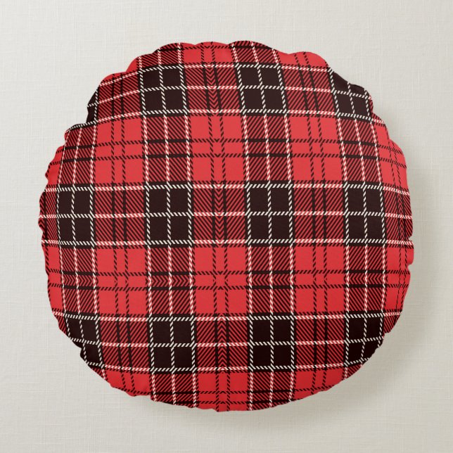 Almofada Redonda Red Tartan (Frente)