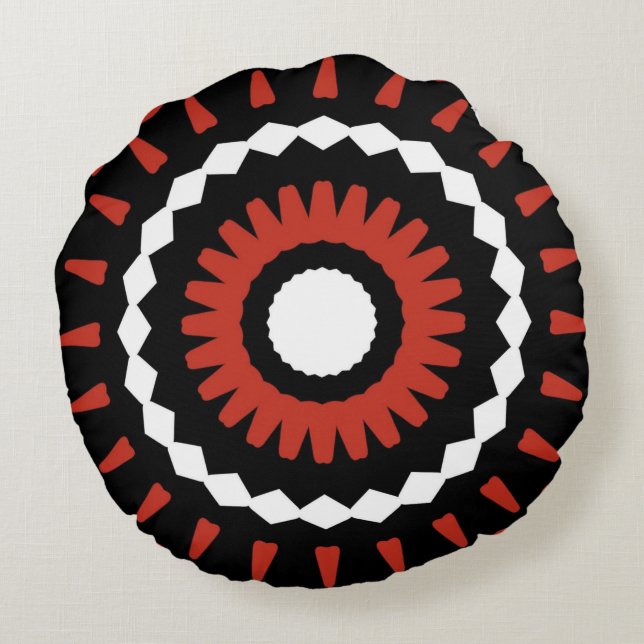 Almofada Redonda Red Tribal Mandala (Verso)