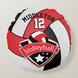 Almofada Redonda Red, White e Black Personalize Voleibol