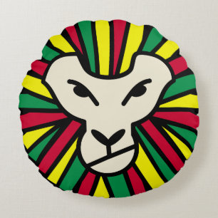 Almofada Redonda Reggae Lion Rastafari Colorido