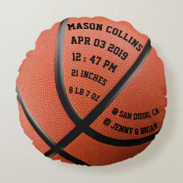 Almofada Redonda Registros personalizados do nascimento do Stats do