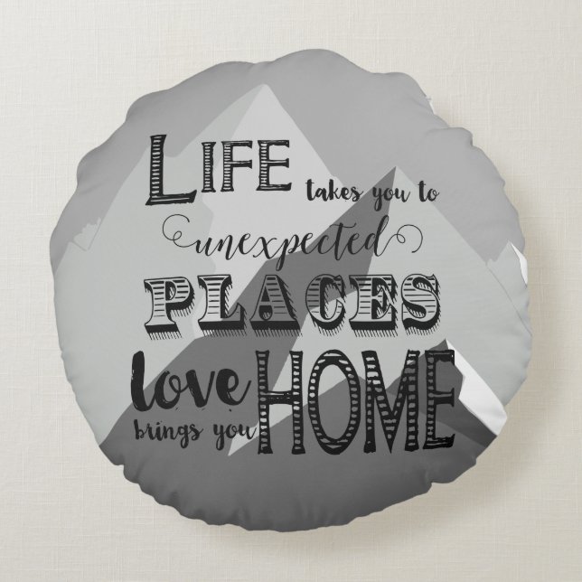 Almofada Redonda Regras da Família de Cotações Inspiradoras de Mont (Verso)