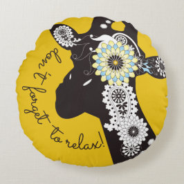 Almofada Redonda Relax - Yellow Funky Funny Giraffe