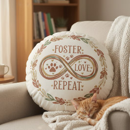 Almofada Redonda Resgate de Animais Boho – Presente de Cuidado Temp