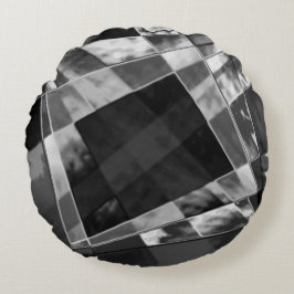 Almofada Redonda Retângulos inclinados ou esticados, cinzas pretas