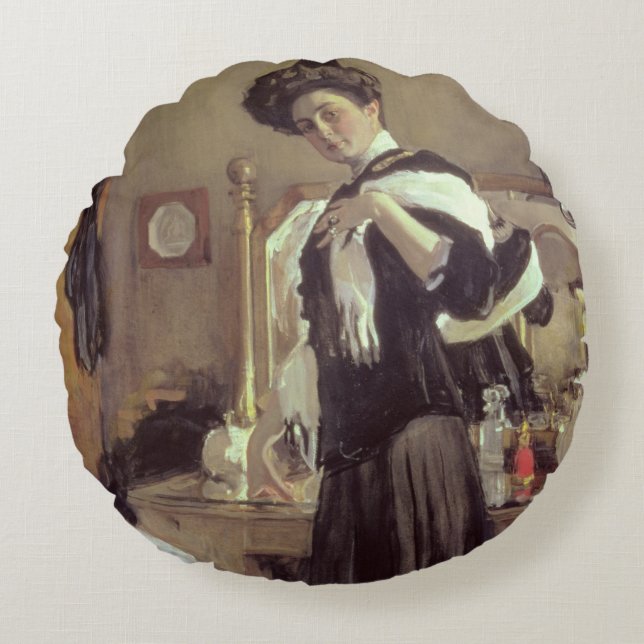 Almofada Redonda Retrato de Henrietta Hirshmann, 1907 (Frente)