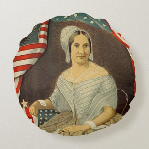 Almofada Redonda Retrato E.U. do vintage da bandeira americana de