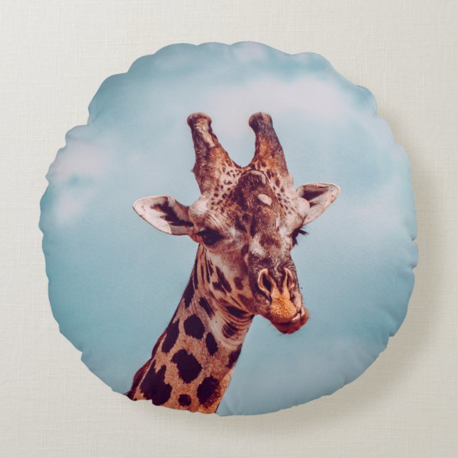 ALMOFADA REDONDA RETRATO GIRAFFE (Frente)