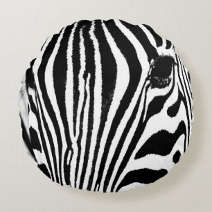 Almofada Redonda Retrato zebra preto e branco