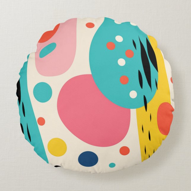 Almofada Redonda Retro Abstract Forest Pillow (Frente)