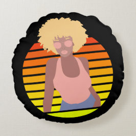 ALMOFADA REDONDA RETRO AFRO QUEEN - QUEEN AFRO-AMERICANA