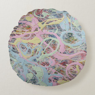 Almofada Redonda Retro Nouveau art Deco inspirou abstrato pastel