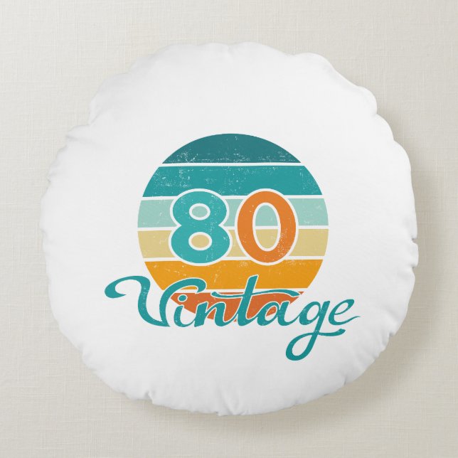Almofada Redonda Retro Sunset 80 Vintage Distressed (Frente)