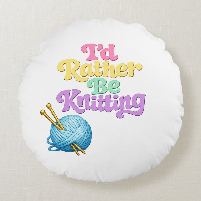 Almofada Redonda Reversible Knitting Crochet Round Pillow (Frente)
