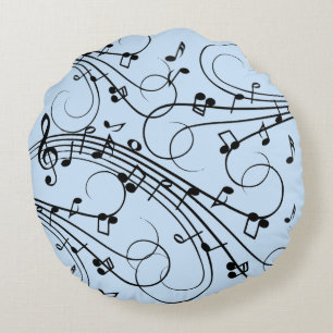 Almofada Redonda Rico Music Notes Blue