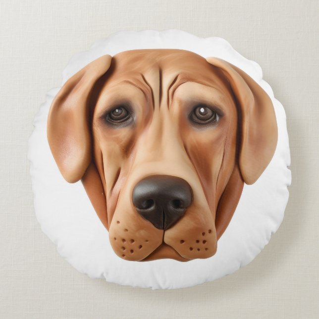Almofada Redonda Ridgeback Dog 3D, rodeio, inspirado (Frente)