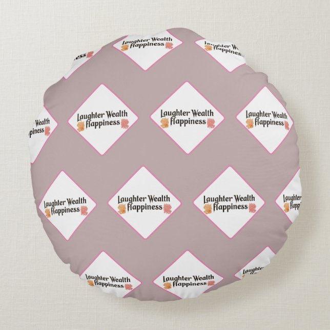Almofada Redonda Riqueza do riso Felicidade (Verso)