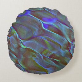 Almofada Redonda Rocha digital em tom de cetim azul queimado