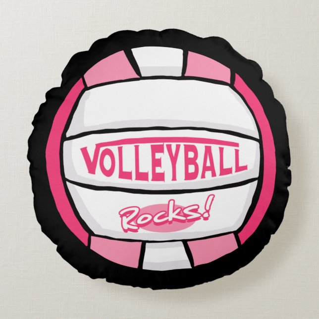 Almofada Redonda Rochas de Voleibol Rosa 2 (Frente)