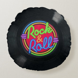 Almofada Redonda Rock and Roll Vintage Vinyl