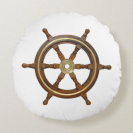 Almofada Redonda Roda de madeira do navio do vintage