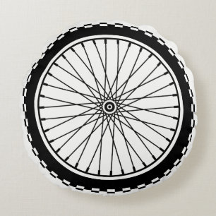 Almofada Redonda Roda do Mountain bike - preto