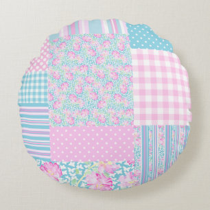Almofada Redonda Rodas Rosa Borboletas Moscas Faux Travesseiro redo
