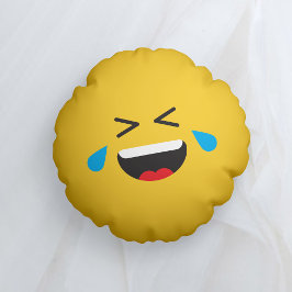Almofada Redonda ROFL Rindo de Rosto Amarelo Emoji