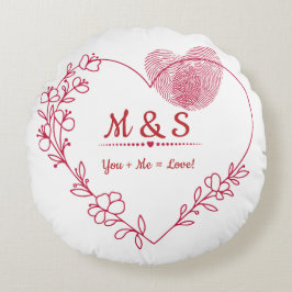 Almofada Redonda Romantic Fingerprint Heart Throw Pillow