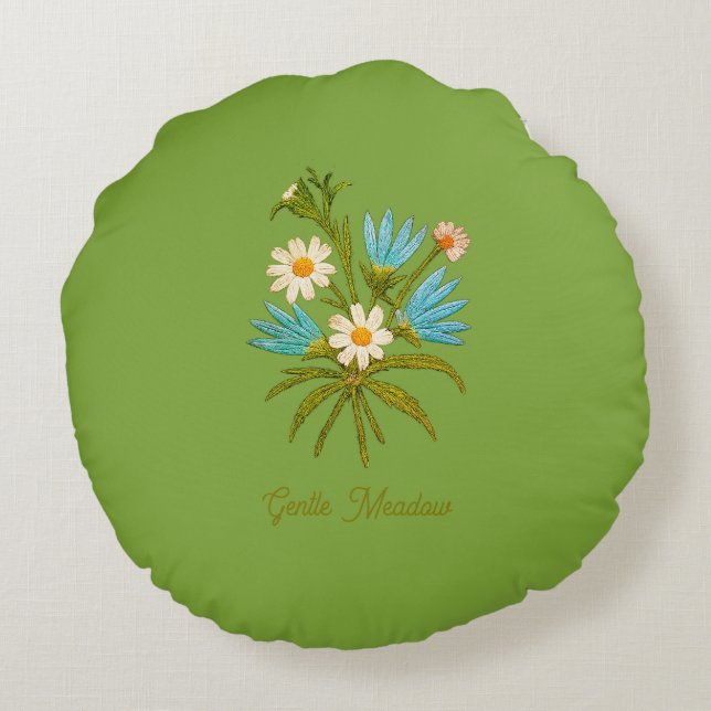 Almofada Redonda Romantic Flower – Botanical Fantasy Bouquet Pillow (Verso)