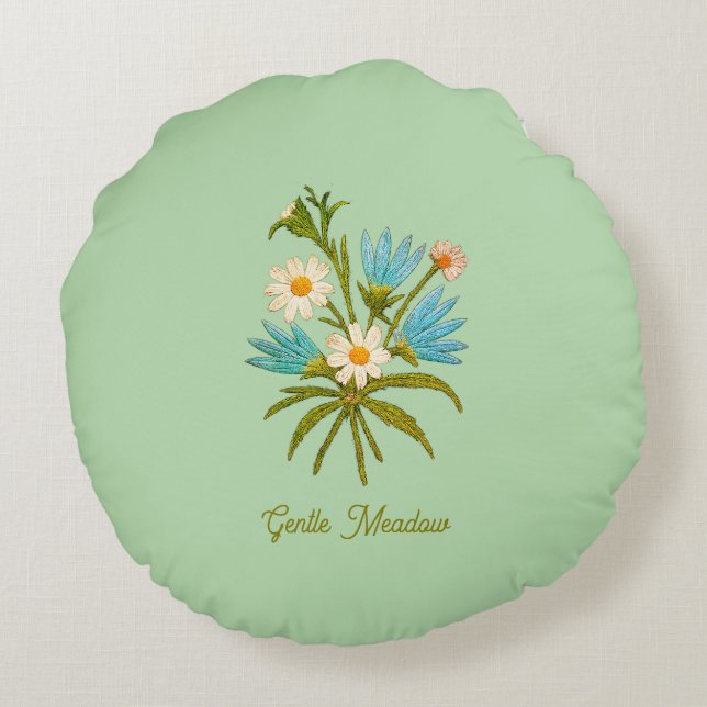 Almofada Redonda Romantic Flower – Botanical Fantasy Bouquet Pillow (Verso)