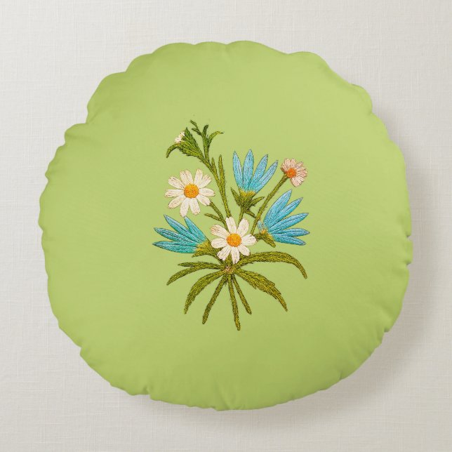 Almofada Redonda Romantic Flower – Botanical Fantasy Bouquet Pillow (Frente)