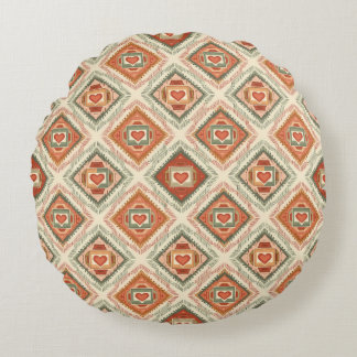 Almofada Redonda Romantic Southwestern Heart Pattern Peach & Sage