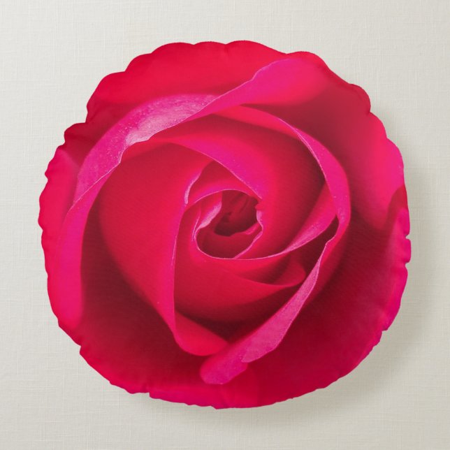Almofada Redonda Romântico Rosa Vermelho Rosa v2 (Frente)