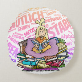 Almofada Redonda Rona - Bücherwurm /