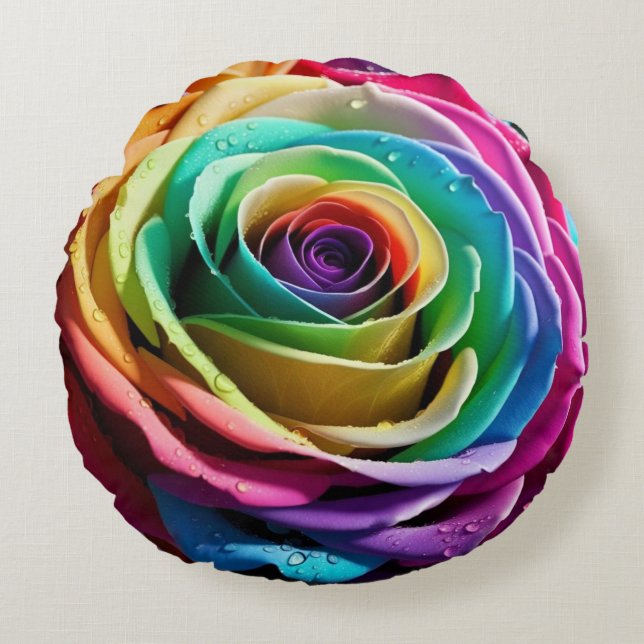 Almofada Redonda Rosa arco-íris (Frente)