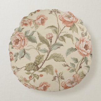 Almofada Redonda Rosa Corado Verde Salvia Bege Floral Xadrez Chic