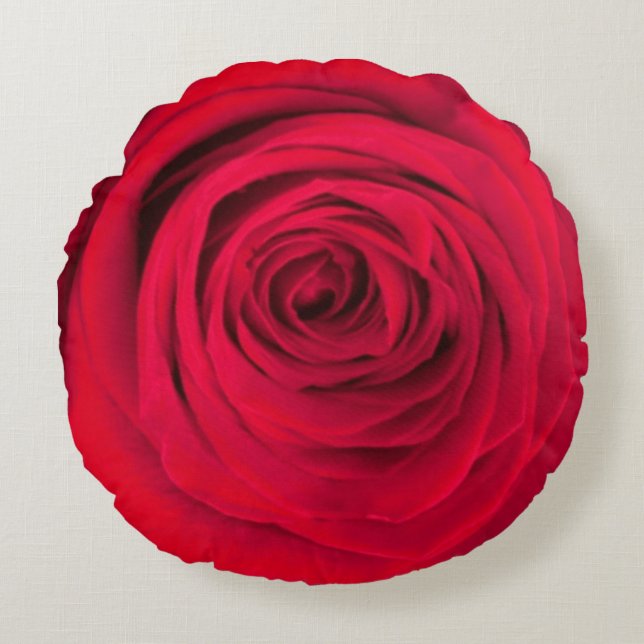 Almofada Redonda Rosa de pétalas elegantes Travesseiro redondo (Frente)