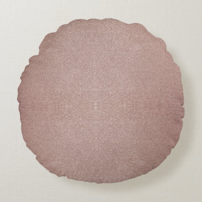 Almofada Redonda Rosa Dourada Glitter Metálico Bonito Girly Sparkly (Frente)