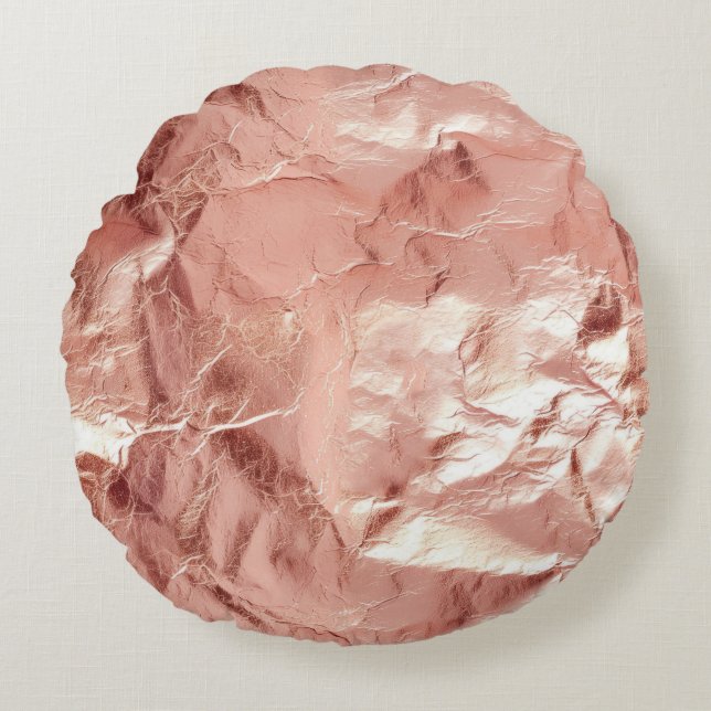 Almofada Redonda Rosa Dourado Glam Glitter (Frente)