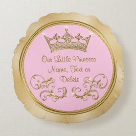 Almofada Redonda Rosa e Dourado, nossos Travesseiros da Princesa Pe