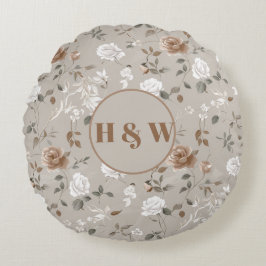 Almofada Redonda Rosa e Travesseiro redondo de padrão de coluna ele