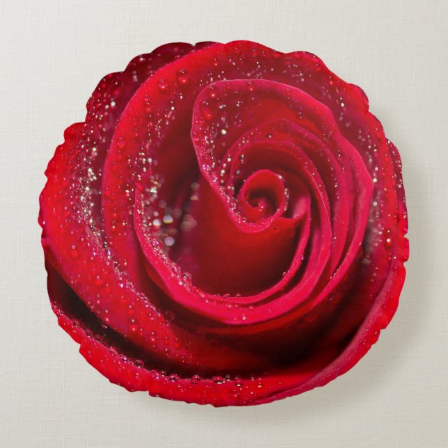 Almofada Redonda "Rosa Garden Serenity: Round Travesseiro Design" (Frente)