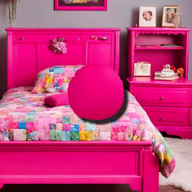 Almofada Redonda rosa quente de cor sólida (Criador carregado)