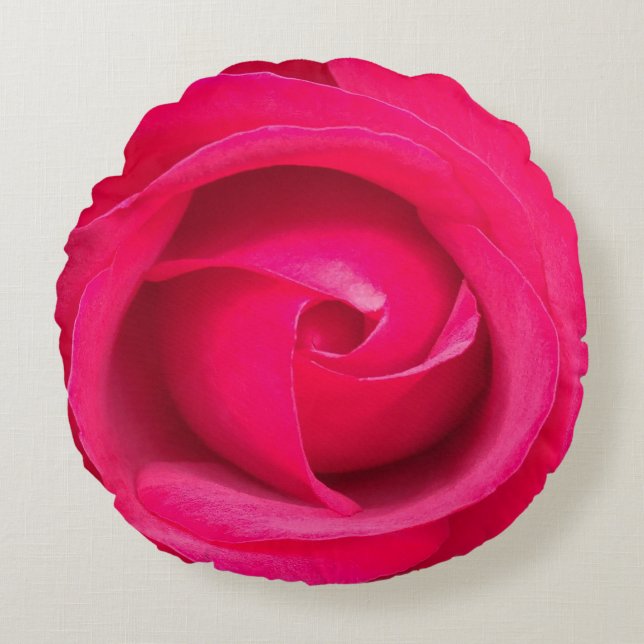 Almofada Redonda Rosa Rosa Vermelha Romântica (Frente)
