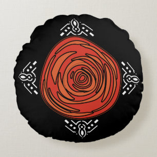 Almofada Redonda Rosa (Vermelho, Preto e Branco)