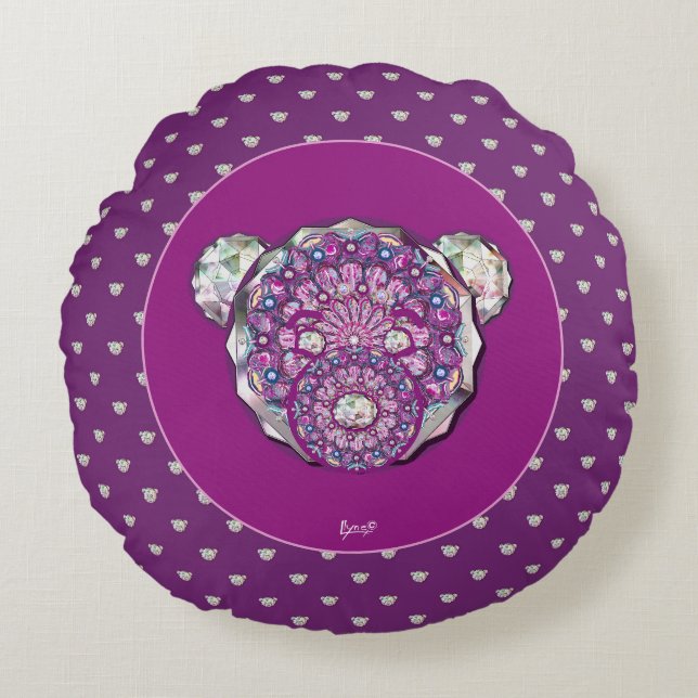 Almofada Redonda Rosace azul ou vermelho para bebê&criança (Frente)