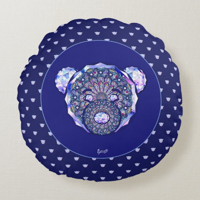 Almofada Redonda Rosace azul ou vermelho para bebê&criança (Frente)