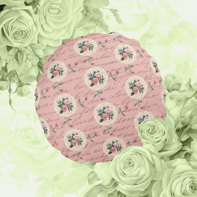 Almofada Redonda Rosas Antigos de Imagem de Letreção (Vintage and so sweet!)