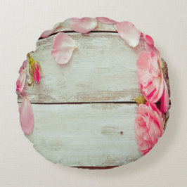 Almofada Redonda rosas de madeira brancos do rosa da parede do